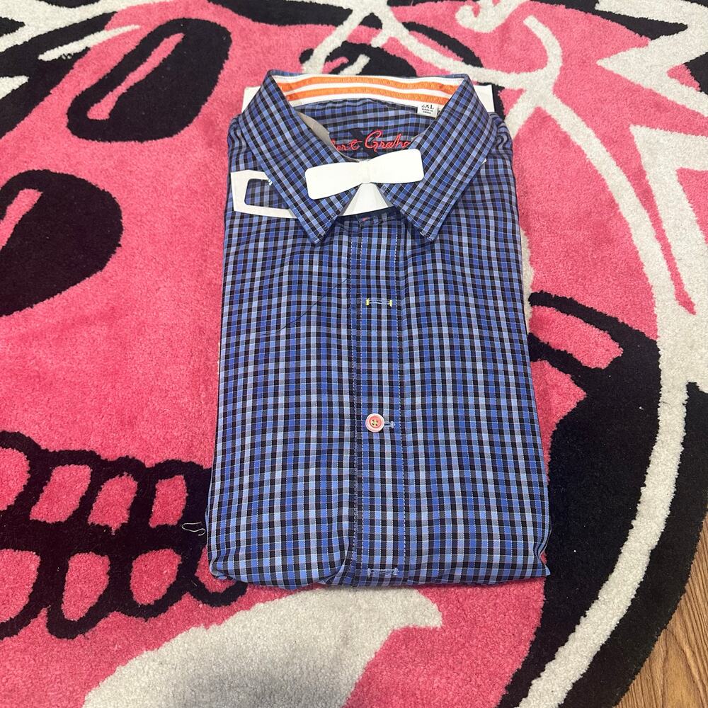 Robert Graham Button-Up Shirt – Blue Striped – Men’s 2XL
